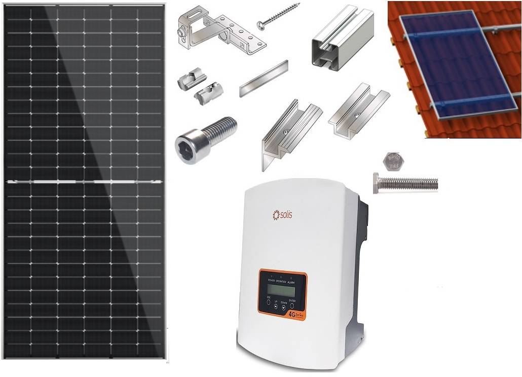 10kW Saulės elektrinės komplektas (be montavimo darbų), stogo danga - šiferis