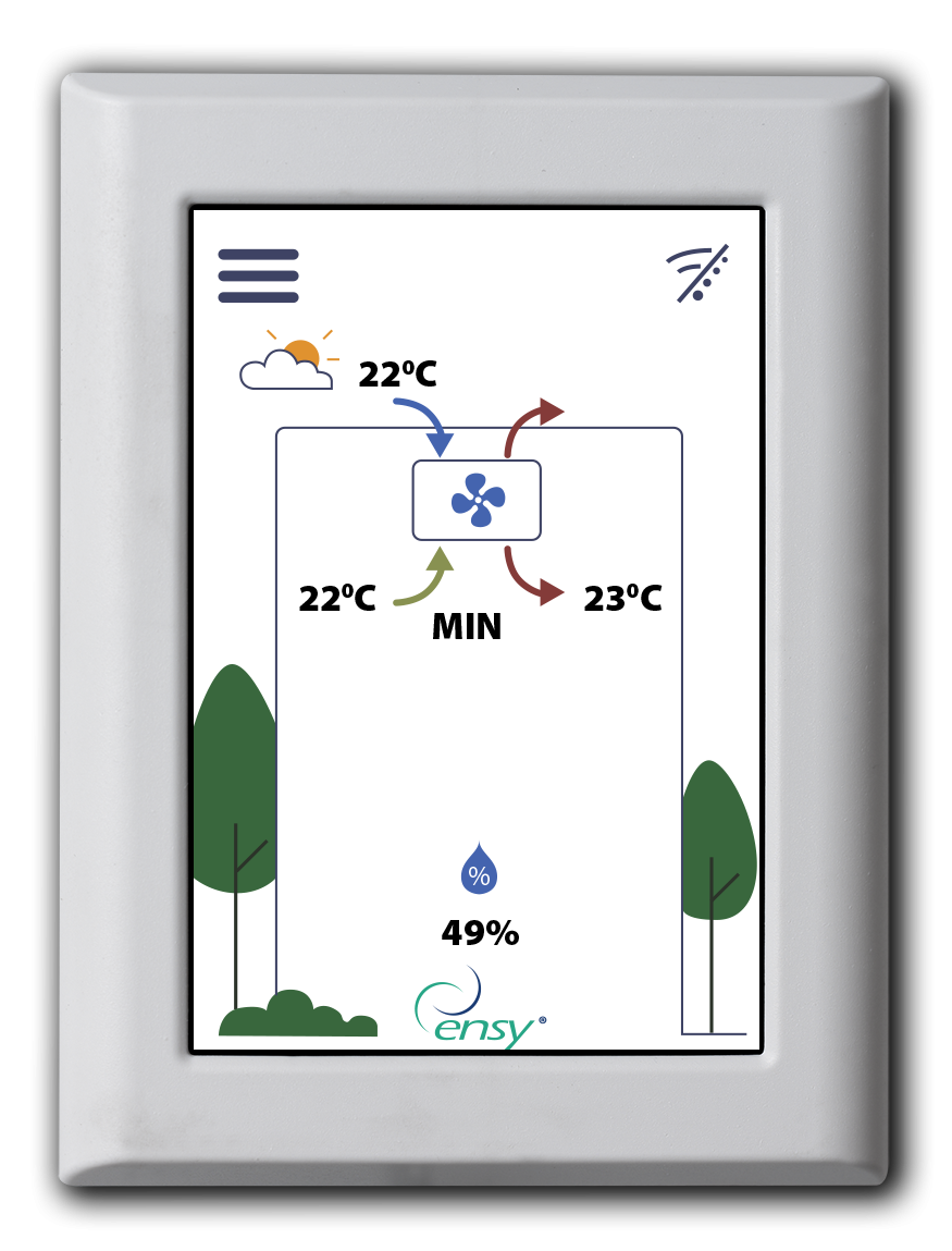 Rekuperatorius ENSY InoVent AHU-350BV vert. kair.p. 400m³/h. Komplekte valdiklis su WI-FI