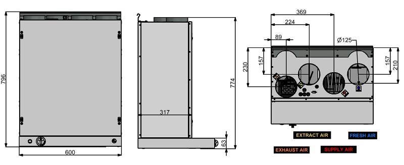 Rekuperatorius ENSY InoVent AHU-200KV vert. kair.p. 260m³/h su baltu gartraukiu. Komplekte valdiklis su WI-FI