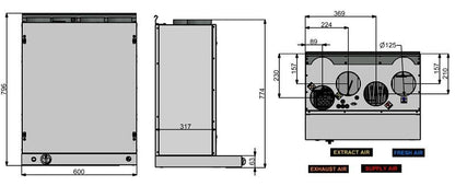 Rekuperatorius ENSY InoVent AHU-200KV vert. kair.p. 260m³/h su baltu gartraukiu. Komplekte valdiklis su WI-FI