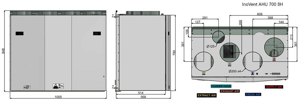 Rekuperatorius ENSY InoVent AHU-200V vert. kair.p. 260m³/h. Komplekte valdiklis su WI-FI