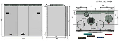 Rekuperatorius ENSY InoVent AHU-200V vert. kair.p. 260m³/h. Komplekte valdiklis su WI-FI